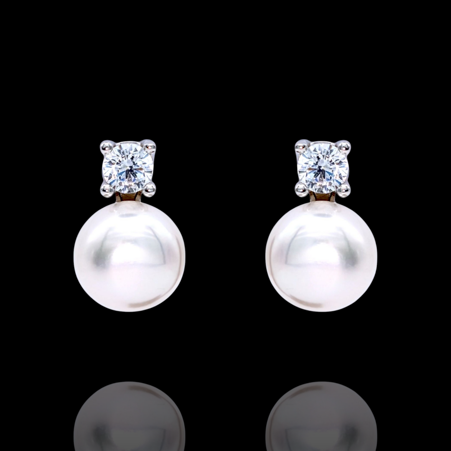 Boucles d'Oreilles Argent 925 Rhodié Perles Oxydes Zirconium