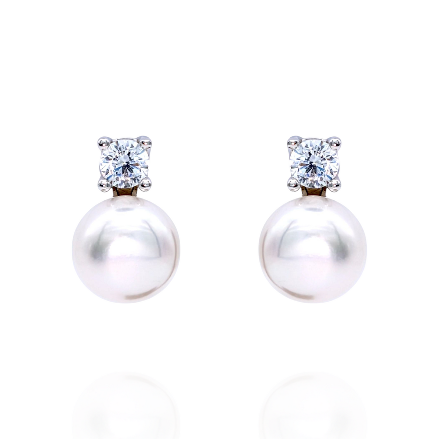 Boucles d'Oreilles Argent 925 Rhodié Perles Oxydes Zirconium