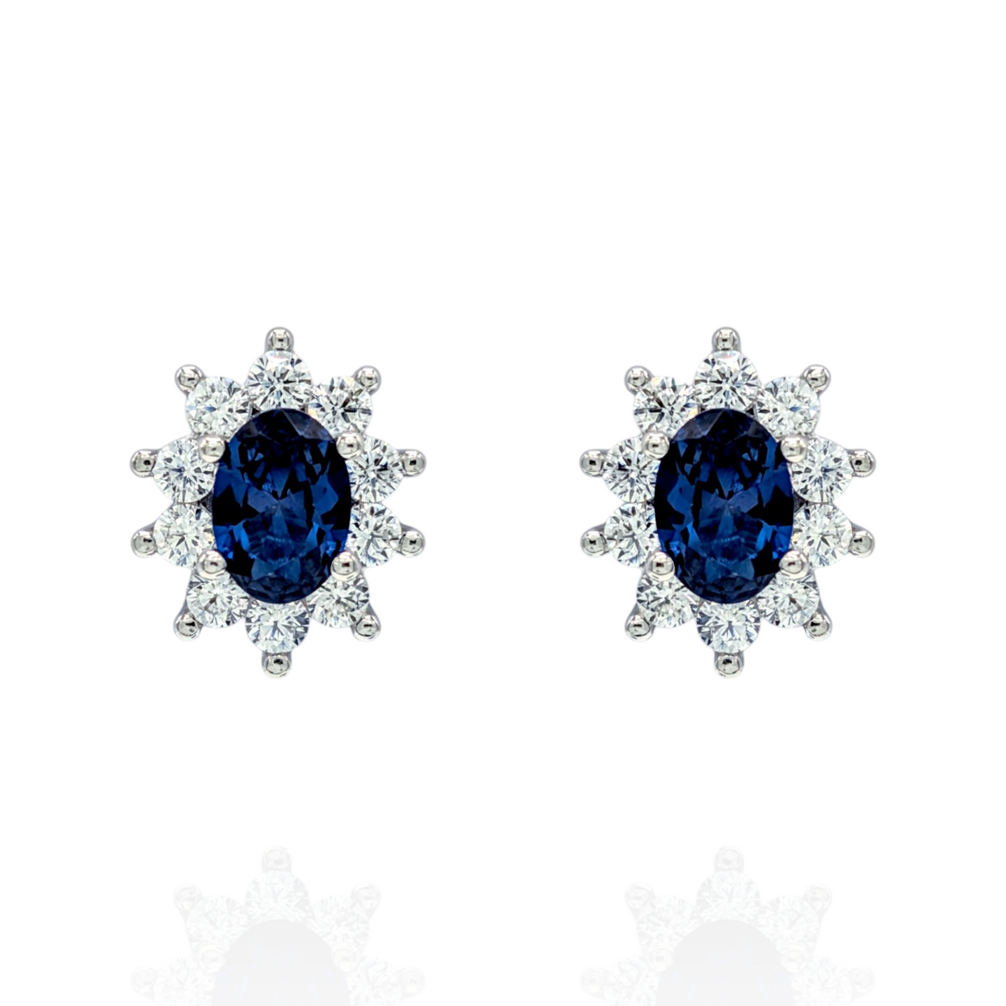 Boucles d'Oreilles Argent 925 Rhodié Corindon Bleu Oxyde de zirconium