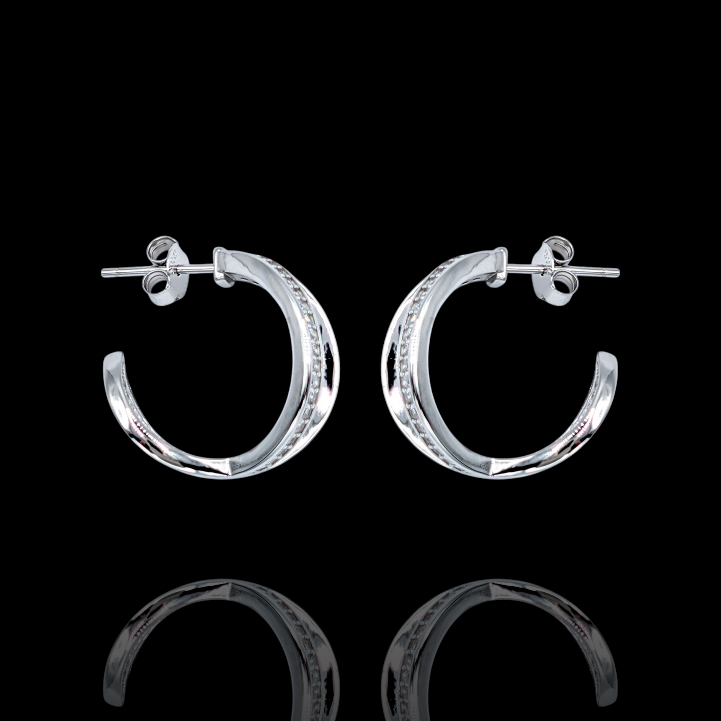 Boucles d'Oreilles Argent 925 Rhodié Oxydes de Zirconium Design Ovale