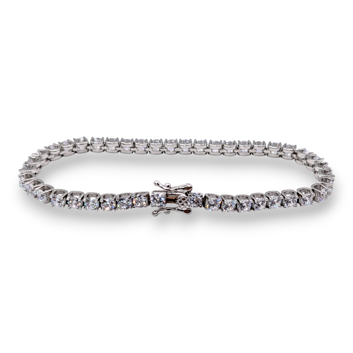 Bracelet Rivière en Argent 925 Rhodié et Oxydes de Zirconium (3,5mm - 19,5cm)