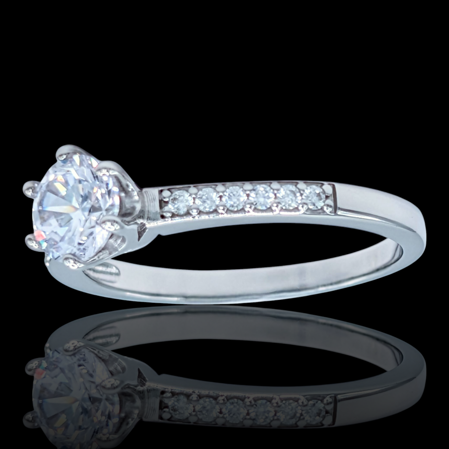 Sterling silver solitaire ring with white cubic zirconia