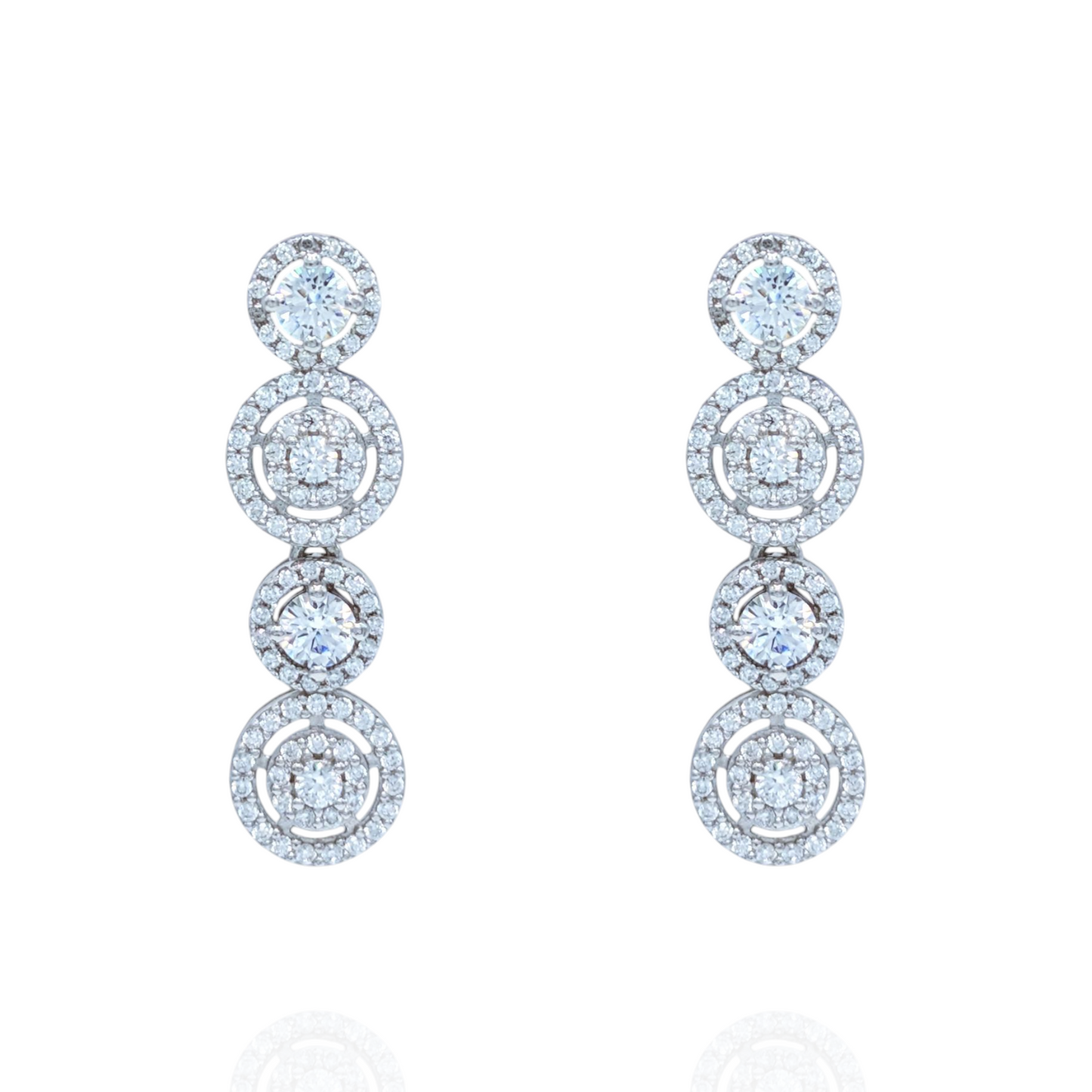 Boucles d'Oreilles Pendantes Argent 925 Rhodié, Cercles d'Oxyde de Zirconium