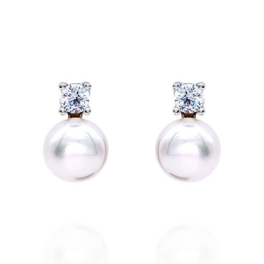 Boucles d'Oreilles Argent 925 Rhodié Perles Oxydes Zirconium
