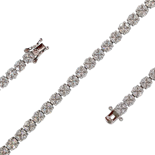 Bracelet Tennis Argent 925 Rhodié Oxyde de Zirconium Fleur