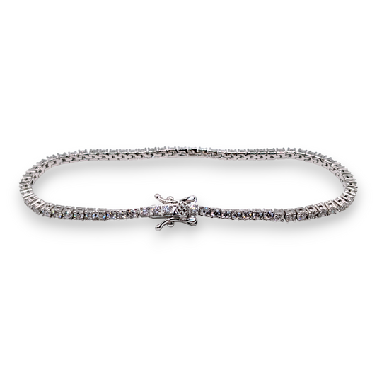 Bracelet Tennis Fin en Argent 925 Rhodié et Oxydes de Zirconium (2mm - 18cm)