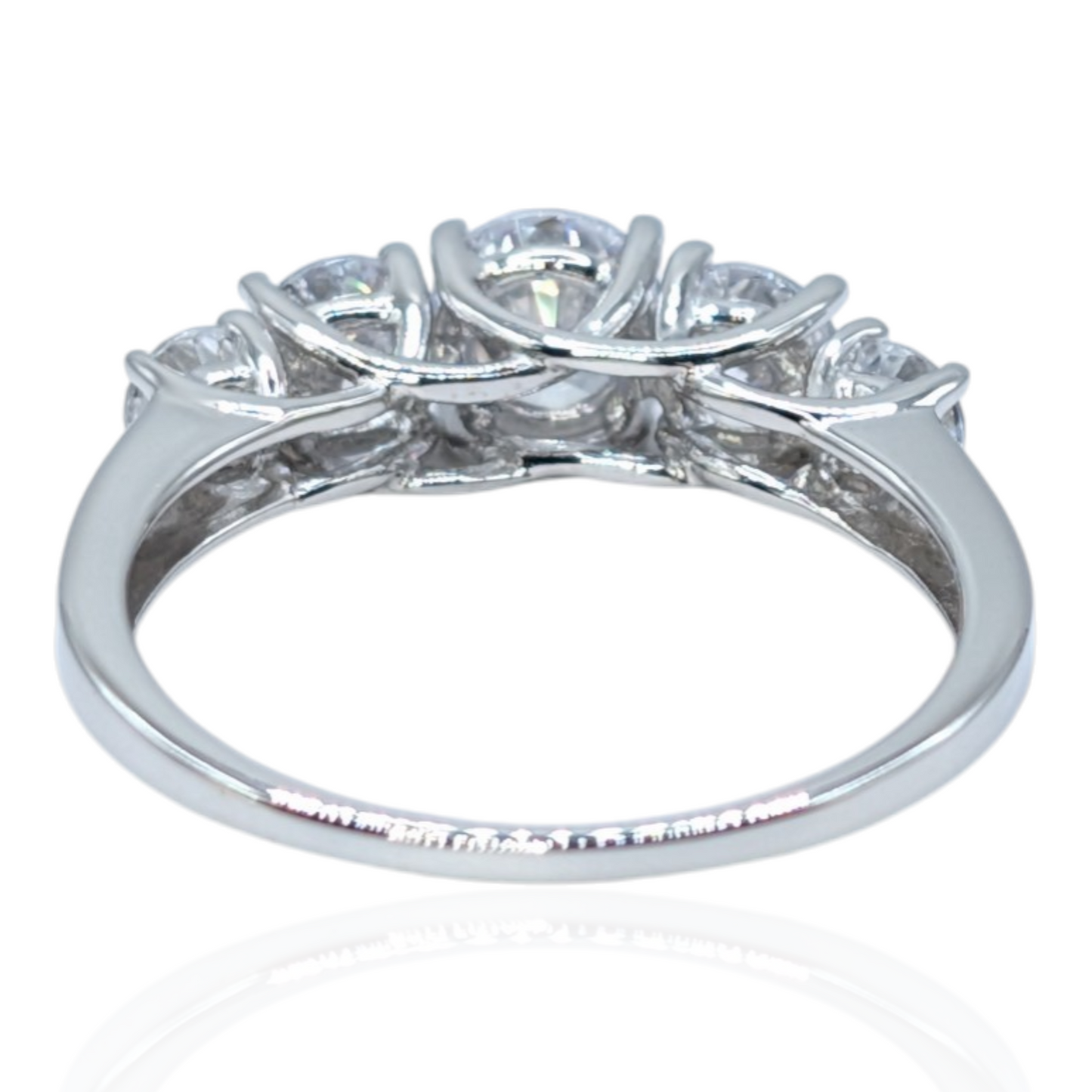 Bague 5 pierres en dégradé argent 925 rhodié et oxydes de zirconium blancs