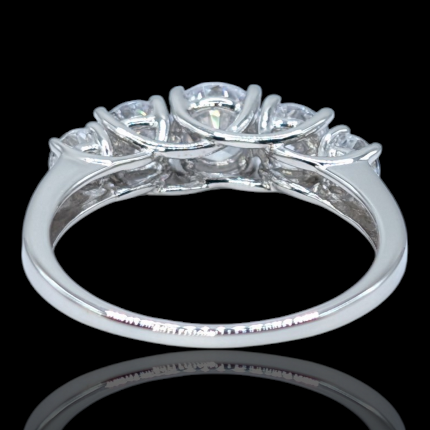 Bague 5 pierres en dégradé argent 925 rhodié et oxydes de zirconium blancs