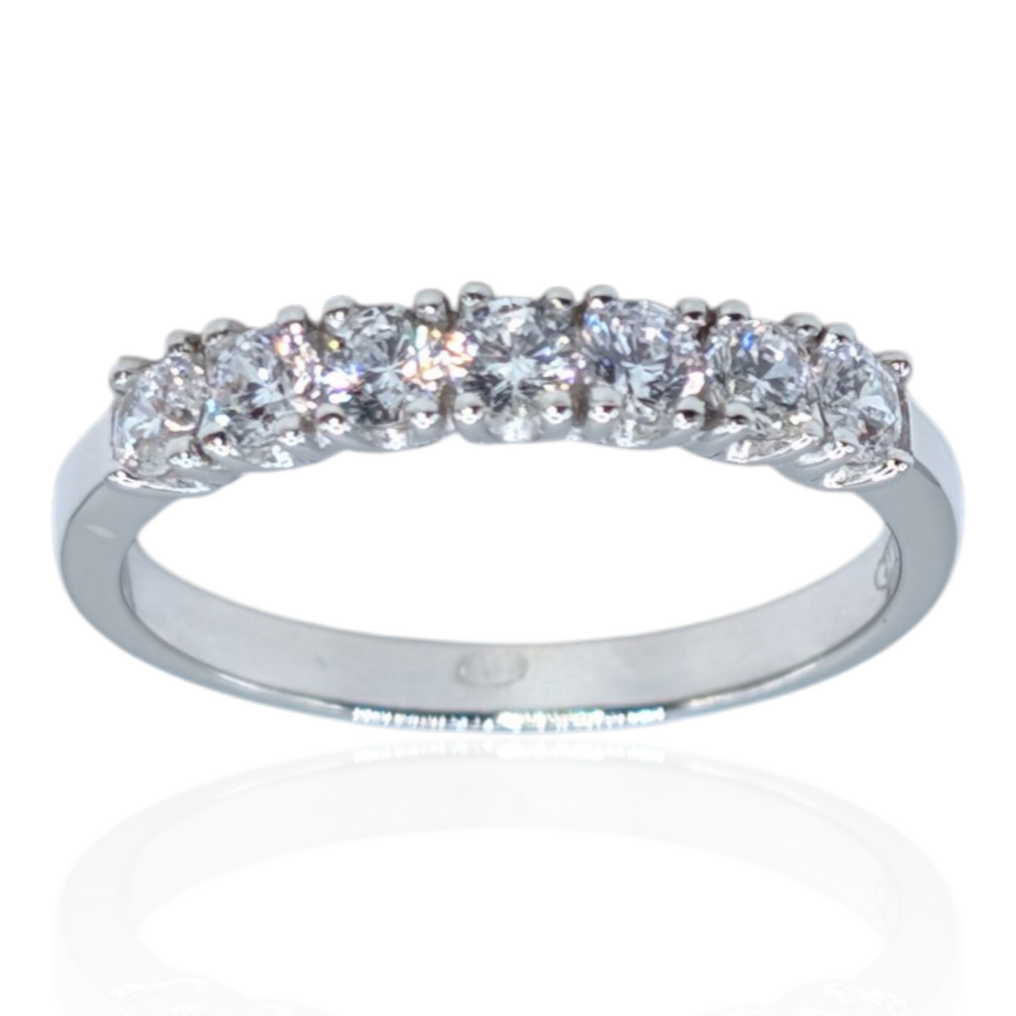Rhodinierter 925er Silber-Halballianzring mit weißen Zirkonia