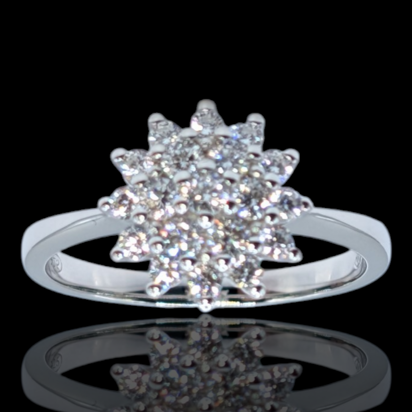 Ring Gänseblümchen-Stern aus rhodiniertem 925er Silber und weißen Zirkonia