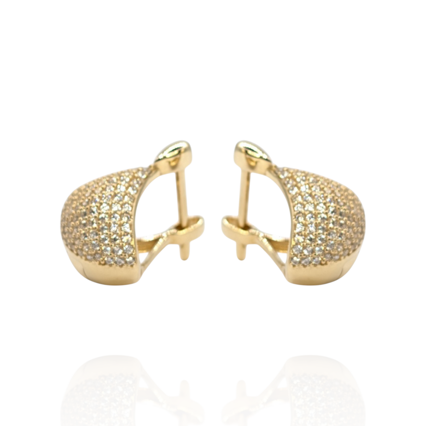 Boucles d'oreilles éventail en Or 750 et oxydes de zirconium