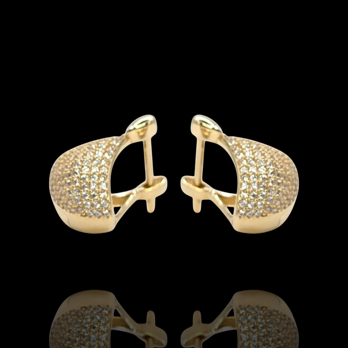 Boucles d'oreilles éventail en Or 750 et oxydes de zirconium