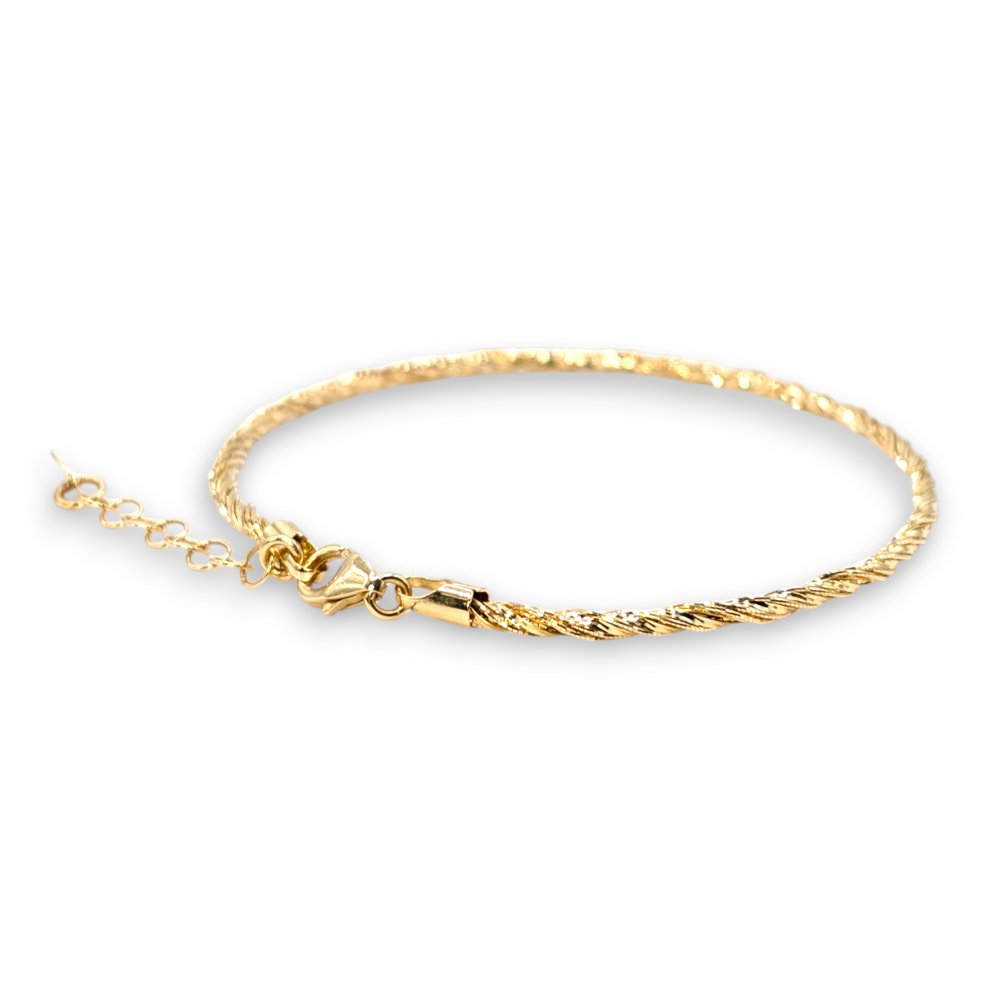 Bracelet Jonc Flexible Torsadé en Or 750 (17,5cm + 2cm)