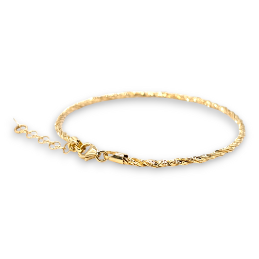 Bracelet Jonc Flexible Torsadé en Or 750 (17,5cm + 2cm)