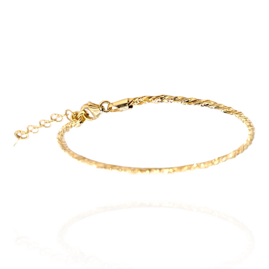 Bracelet Jonc Flexible Torsadé en Or 750 (17,5cm + 2cm)