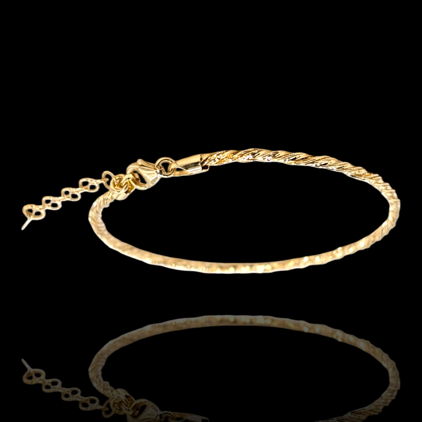 Bracelet Jonc Flexible Torsadé en Or 750 (17,5cm + 2cm)