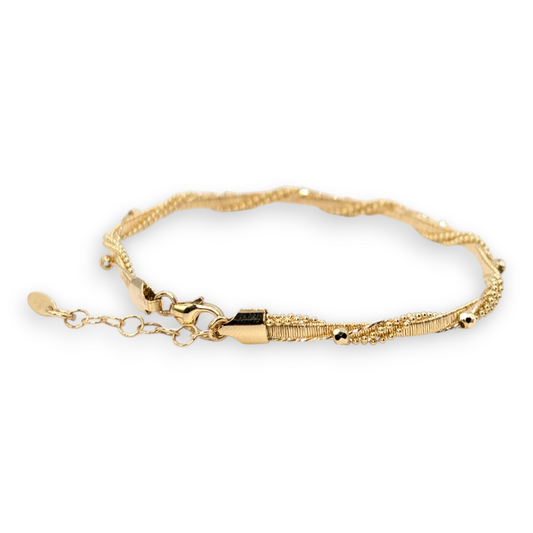 Bracelet Jonc Souple Multi-Rangs en Or 750 (17,5cm + 2cm)