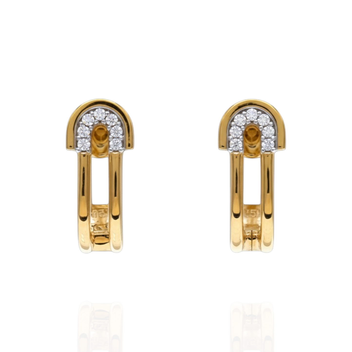 Boucles d’oreilles en Or 750 et oxydes de zirconium blancs