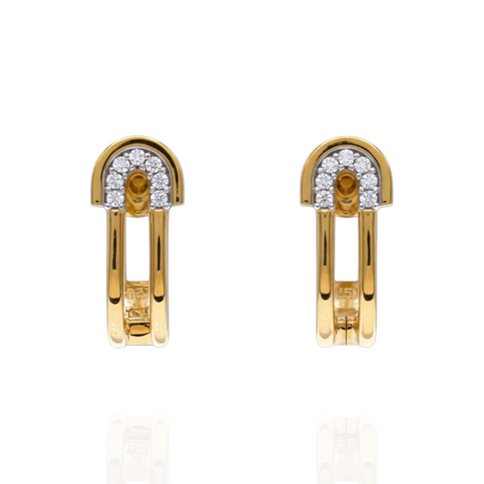 Boucles d’oreilles en Or 750 et oxydes de zirconium blancs