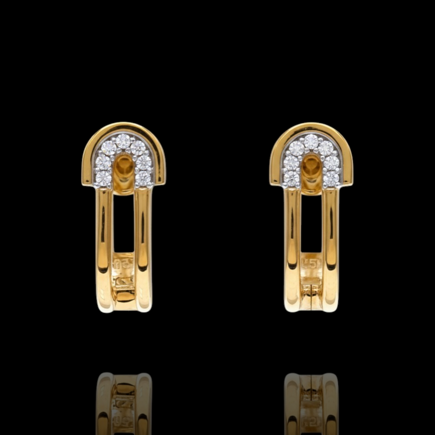 Boucles d’oreilles en Or 750 et oxydes de zirconium blancs