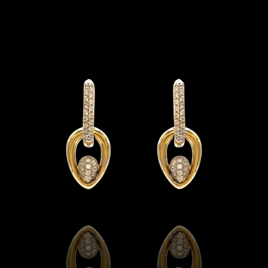 Boucles d'oreilles pendantes en Or 750 et Oxydes de Zirconium