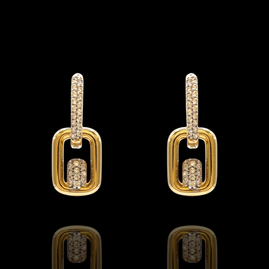 Boucles d'oreilles pendantes Or 750 et oxydes de zirconium blancs