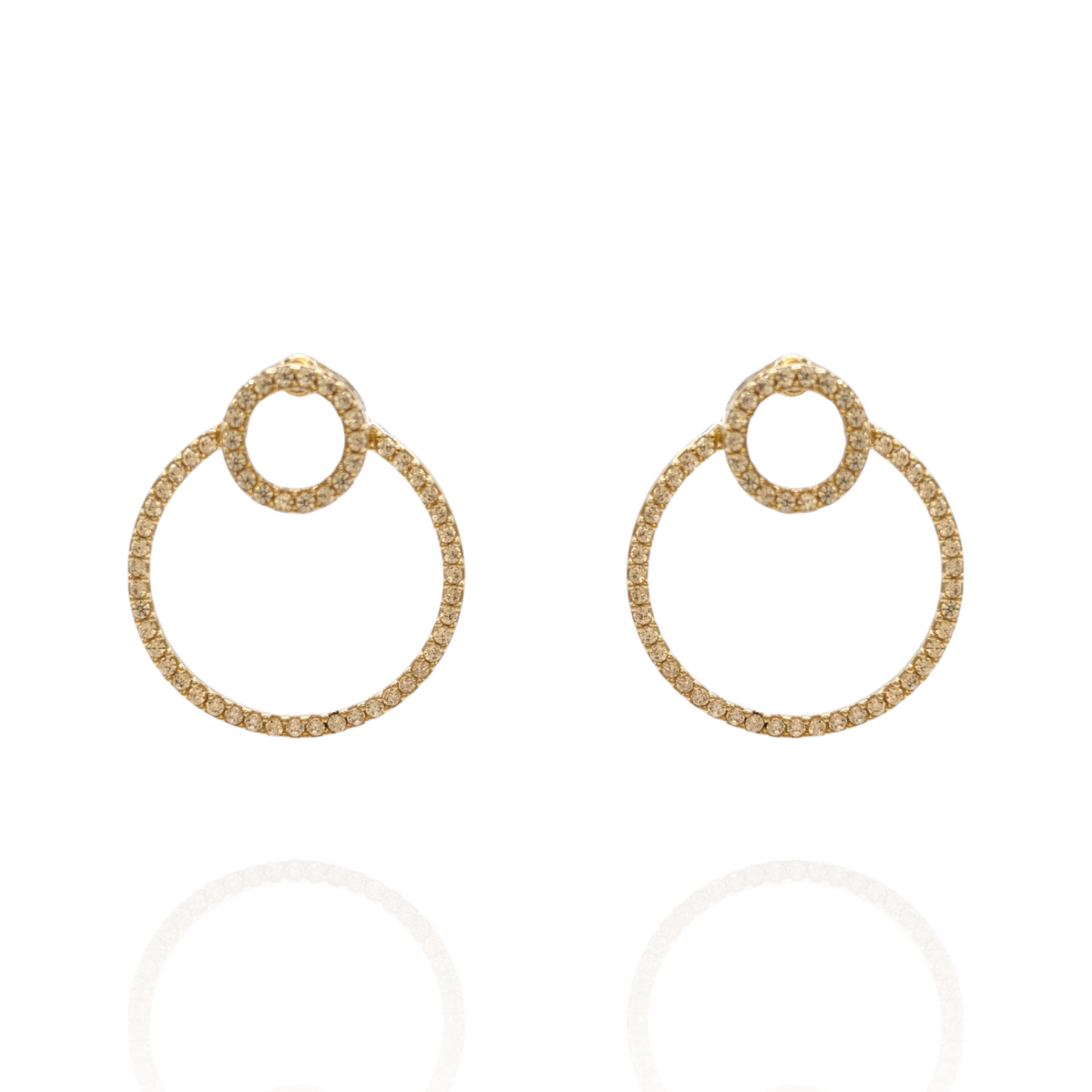 Modulare Ohrringe aus 750er Gold und weißen Zirkonia