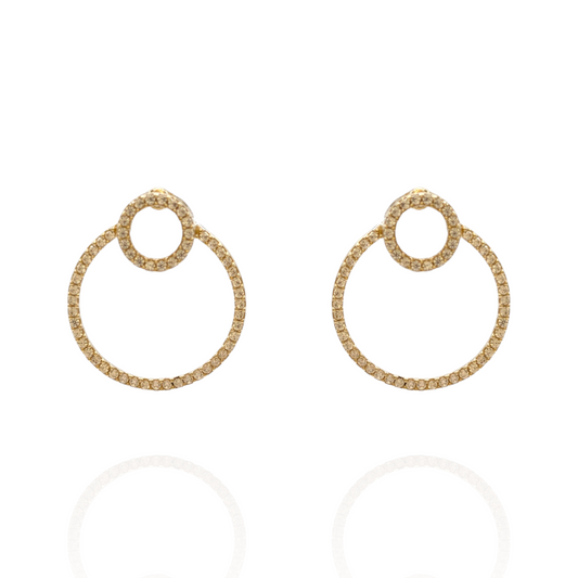 Boucles d’oreilles modulables en Or 750 et oxydes de zirconium blancs