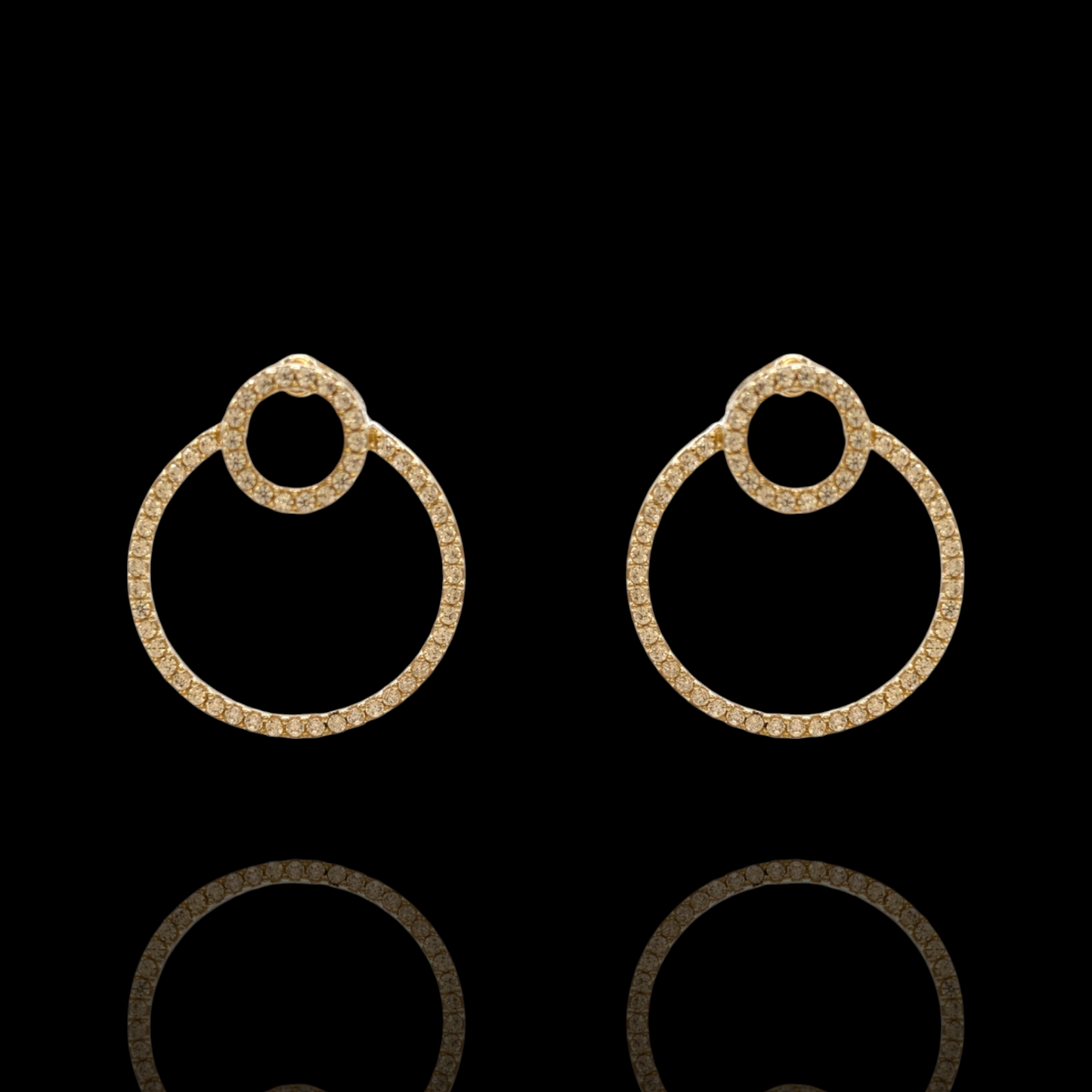 Modulare Ohrringe aus 750er Gold und weißen Zirkonia