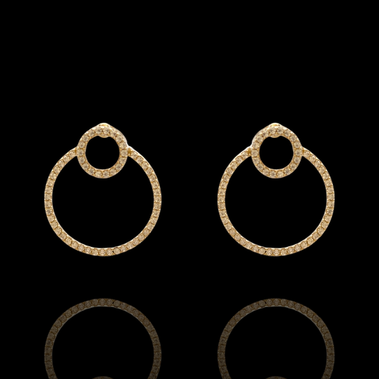 Boucles d’oreilles modulables en Or 750 et oxydes de zirconium blancs