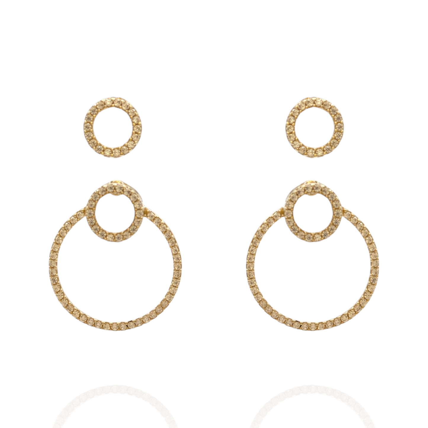 Modulare Ohrringe aus 750er Gold und weißen Zirkonia