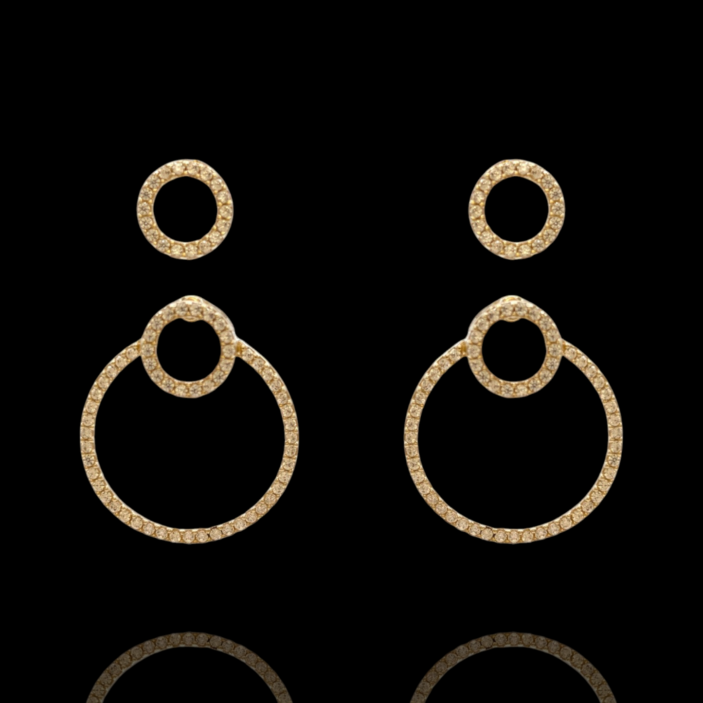 Modulare Ohrringe aus 750er Gold und weißen Zirkonia