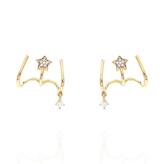 Boucles d'oreilles Grimpantes en Or 750 et Oxydes de Zirconium