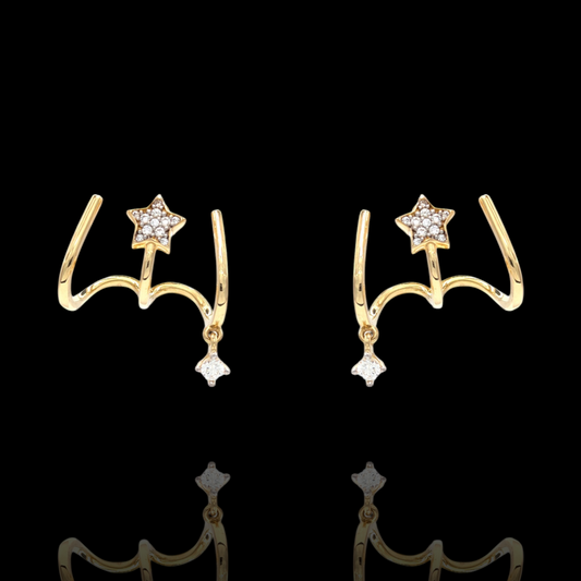 Boucles d'oreilles Grimpantes en Or 750 et Oxydes de Zirconium