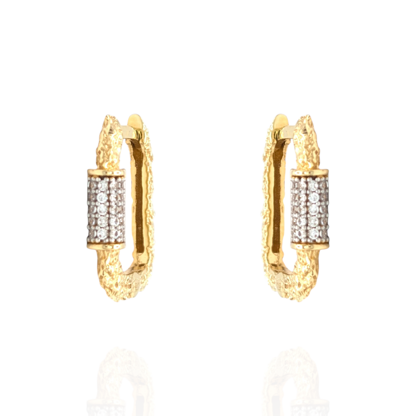 Boucles d'oreilles Rectangulaires en Or 750 et Oxydes de Zirconium