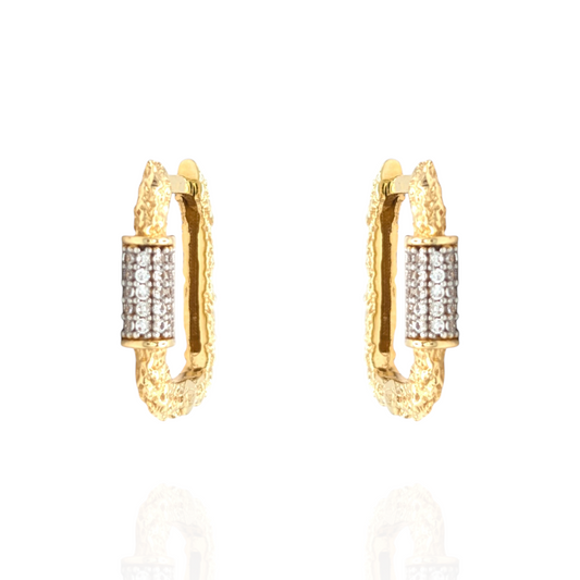 Boucles d'oreilles Rectangulaires en Or 750 et Oxydes de Zirconium