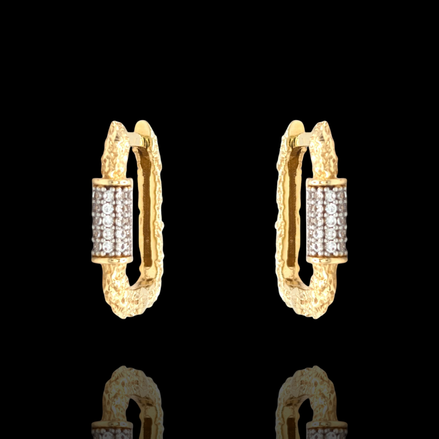 Boucles d'oreilles Rectangulaires en Or 750 et Oxydes de Zirconium