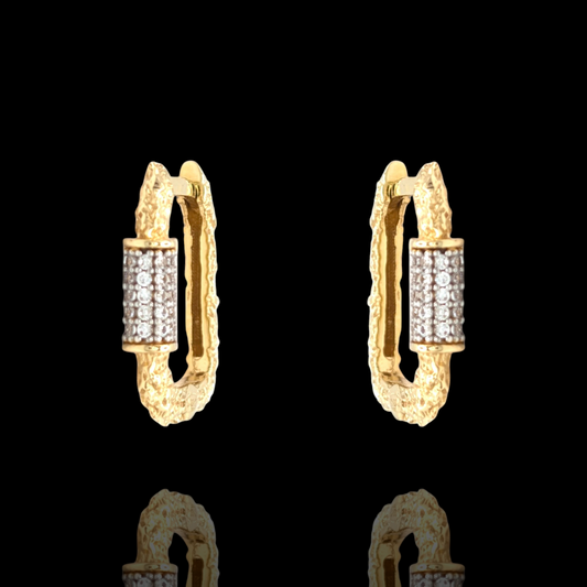 Boucles d'oreilles Rectangulaires en Or 750 et Oxydes de Zirconium