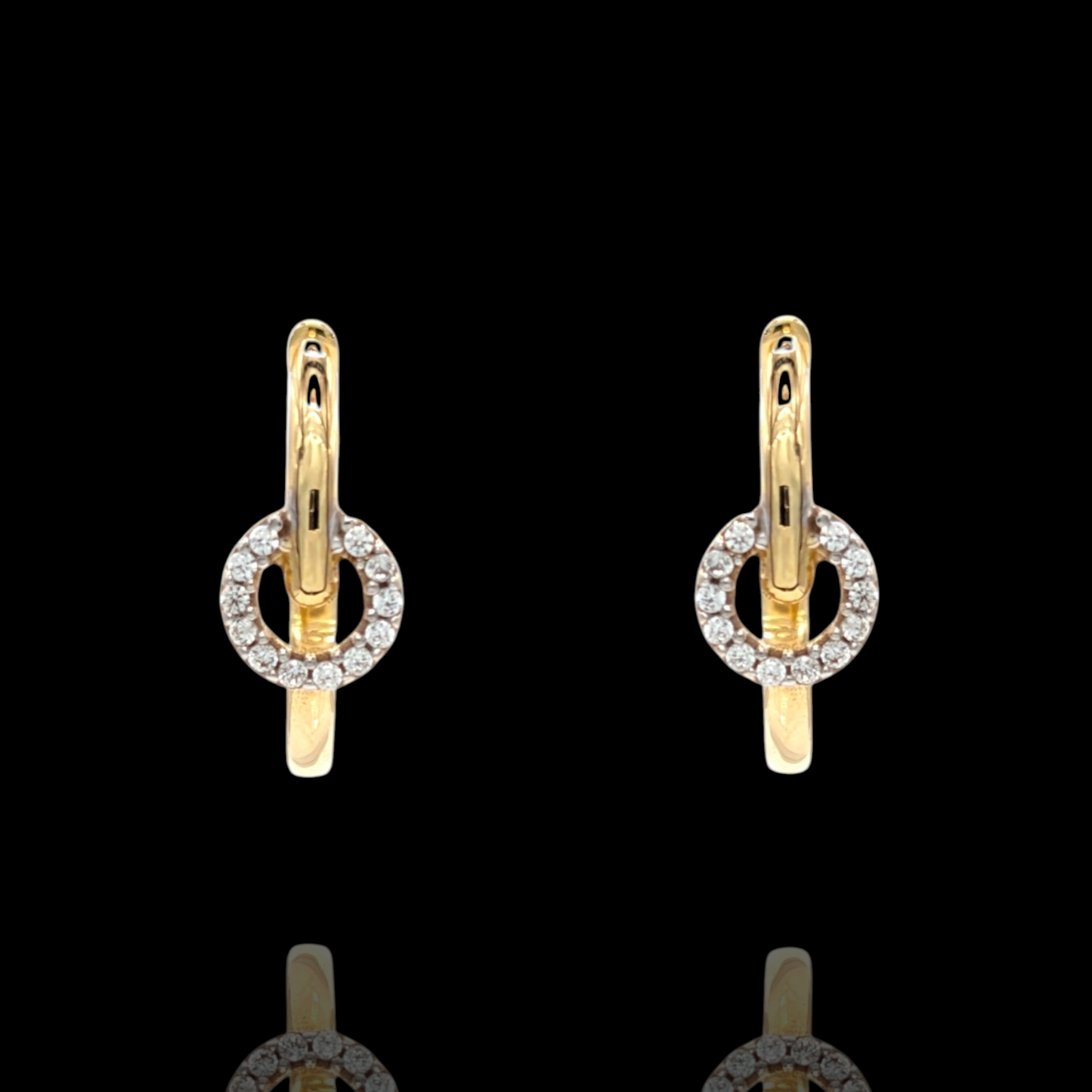 Boucles d’oreilles créoles en Or 750 et oxydes de zirconium blancs