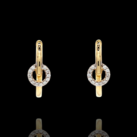 Boucles d’oreilles créoles en Or 750 et oxydes de zirconium blancs