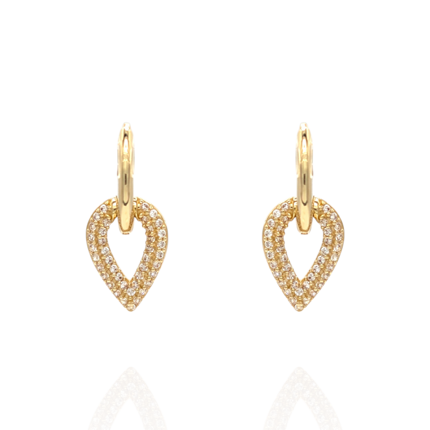 Creolen 750 Gold mit tropfenförmigen Anhängern aus Zirkonia