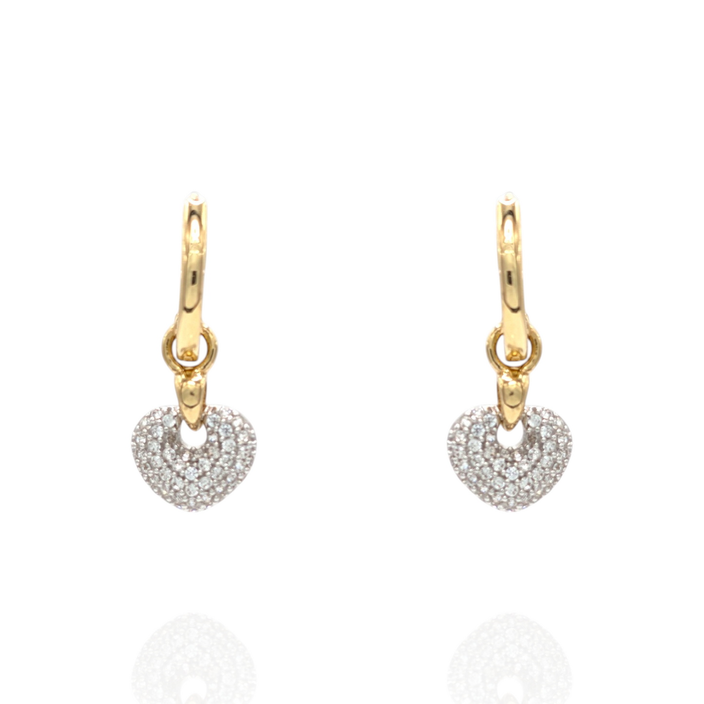 Boucles d’oreilles en Or 750 et cœurs sertis d’oxydes de zirconium