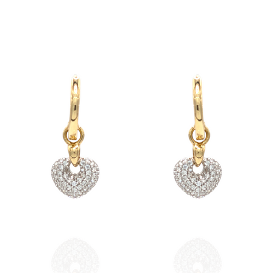 Boucles d’oreilles en Or 750 et cœurs sertis d’oxydes de zirconium