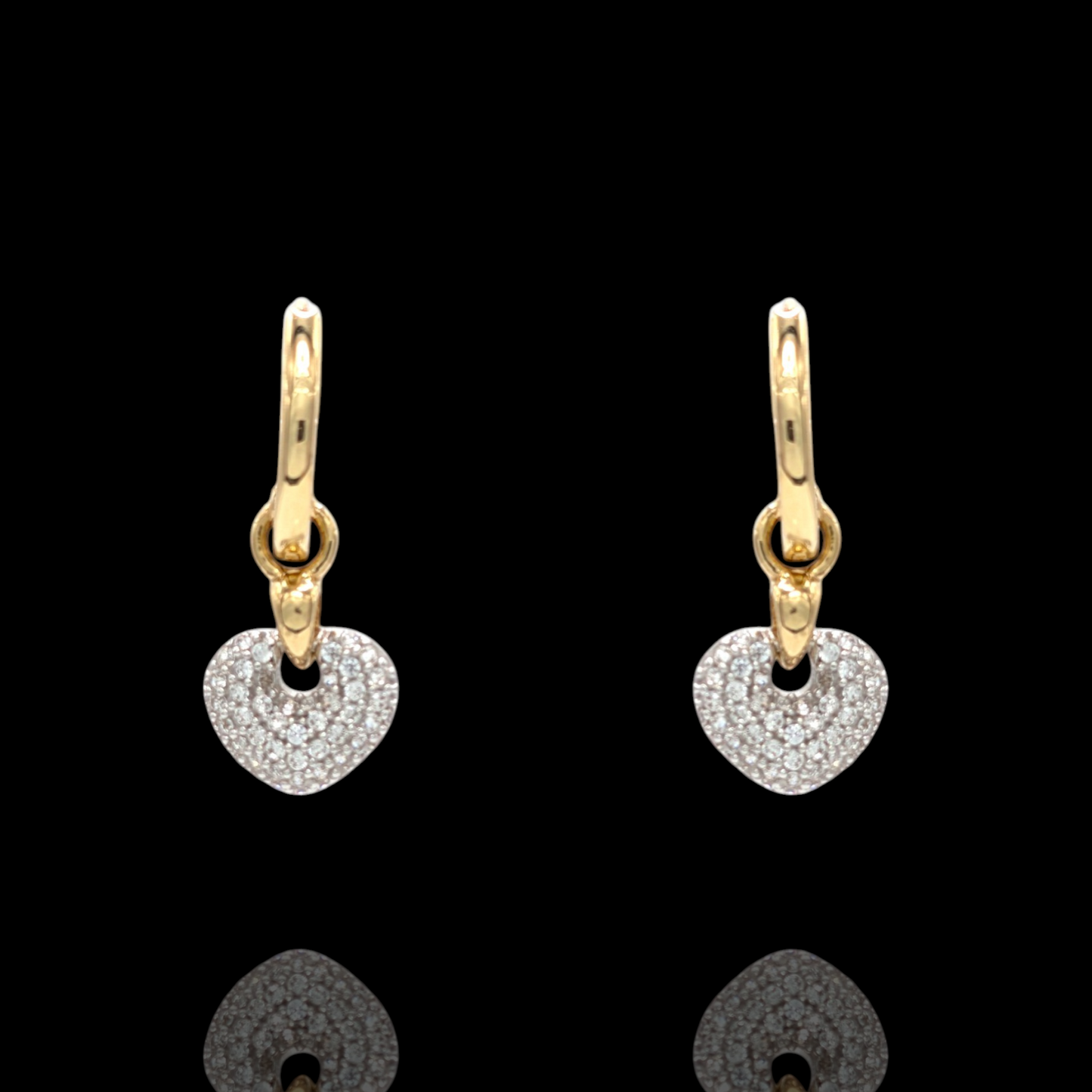 Boucles d’oreilles en Or 750 et cœurs sertis d’oxydes de zirconium
