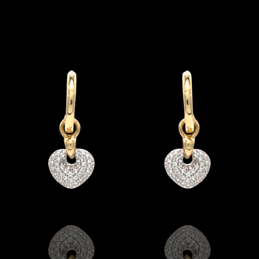 Boucles d’oreilles en Or 750 et cœurs sertis d’oxydes de zirconium