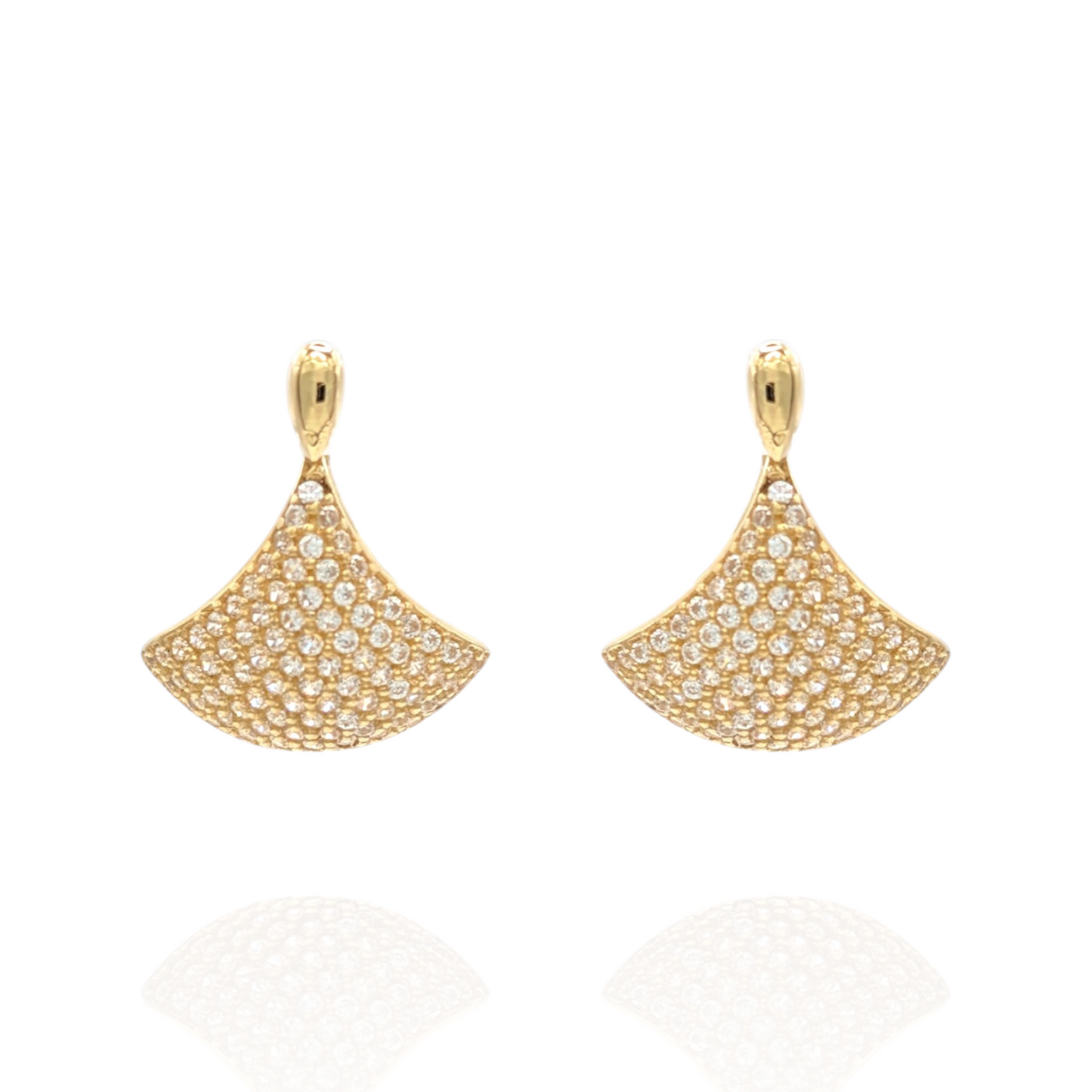 Boucles d'oreilles éventail en Or 750 et oxydes de zirconium