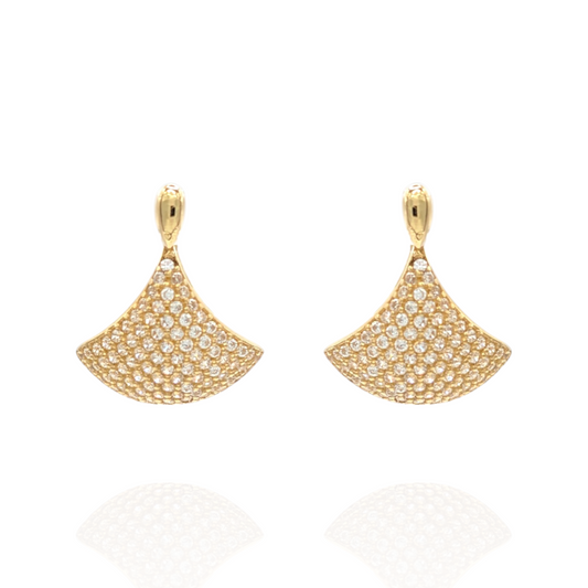 Boucles d'oreilles éventail en Or 750 et oxydes de zirconium