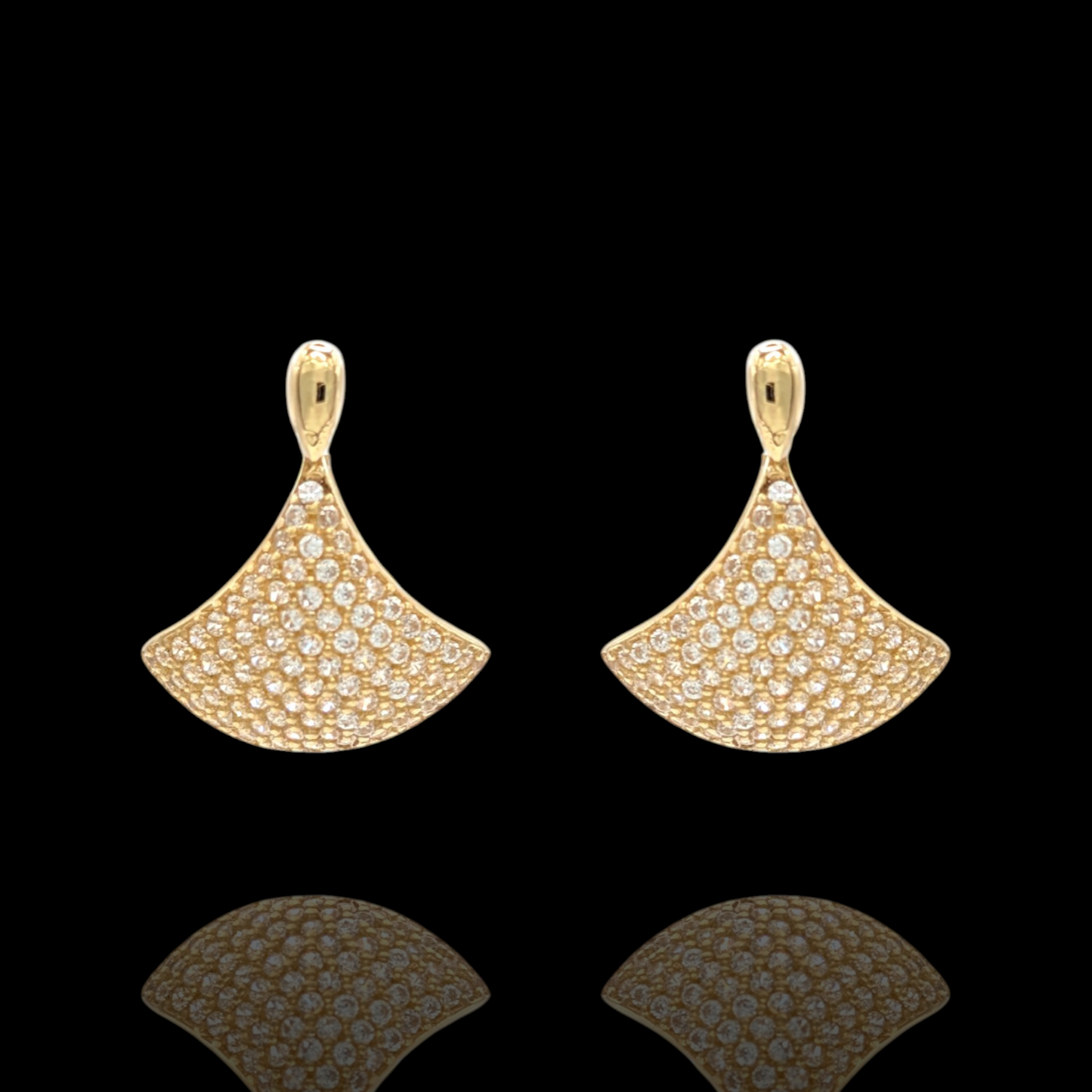 Boucles d'oreilles éventail en Or 750 et oxydes de zirconium