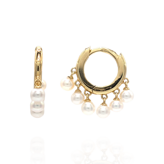 Boucles d’oreilles Créoles en Or 750 et Perles Blanches