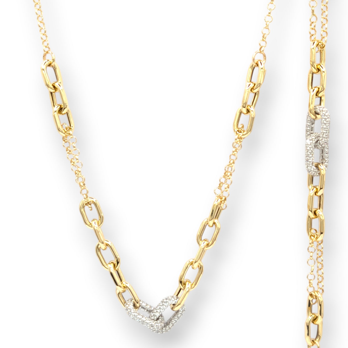 Halskette Glieder aus 750er Gold mit Zirkonia-Pavé